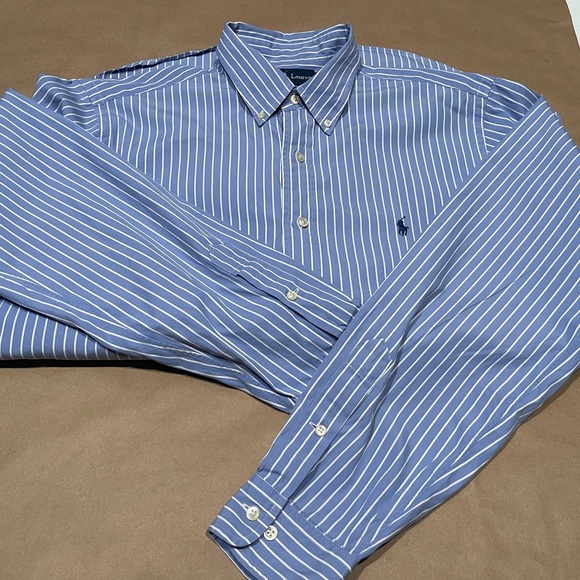 Ralph Lauren Blue and White Stripe Dress Shirt - Picture 4 of 7